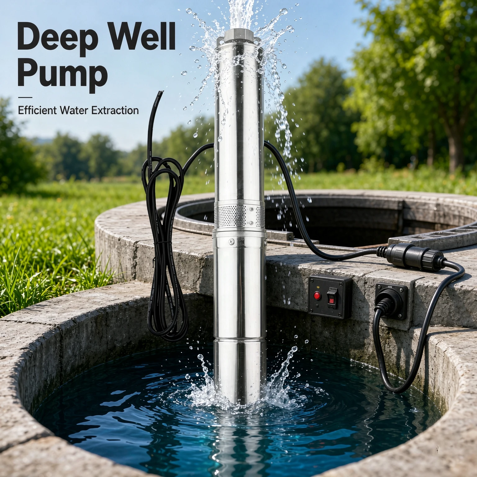 Bomba de Agua Sumergible Híbrida Solar‑Red Eléctrica, Control MPPT Integrado, Operación Inteligente para Pozos Profundos y Agric