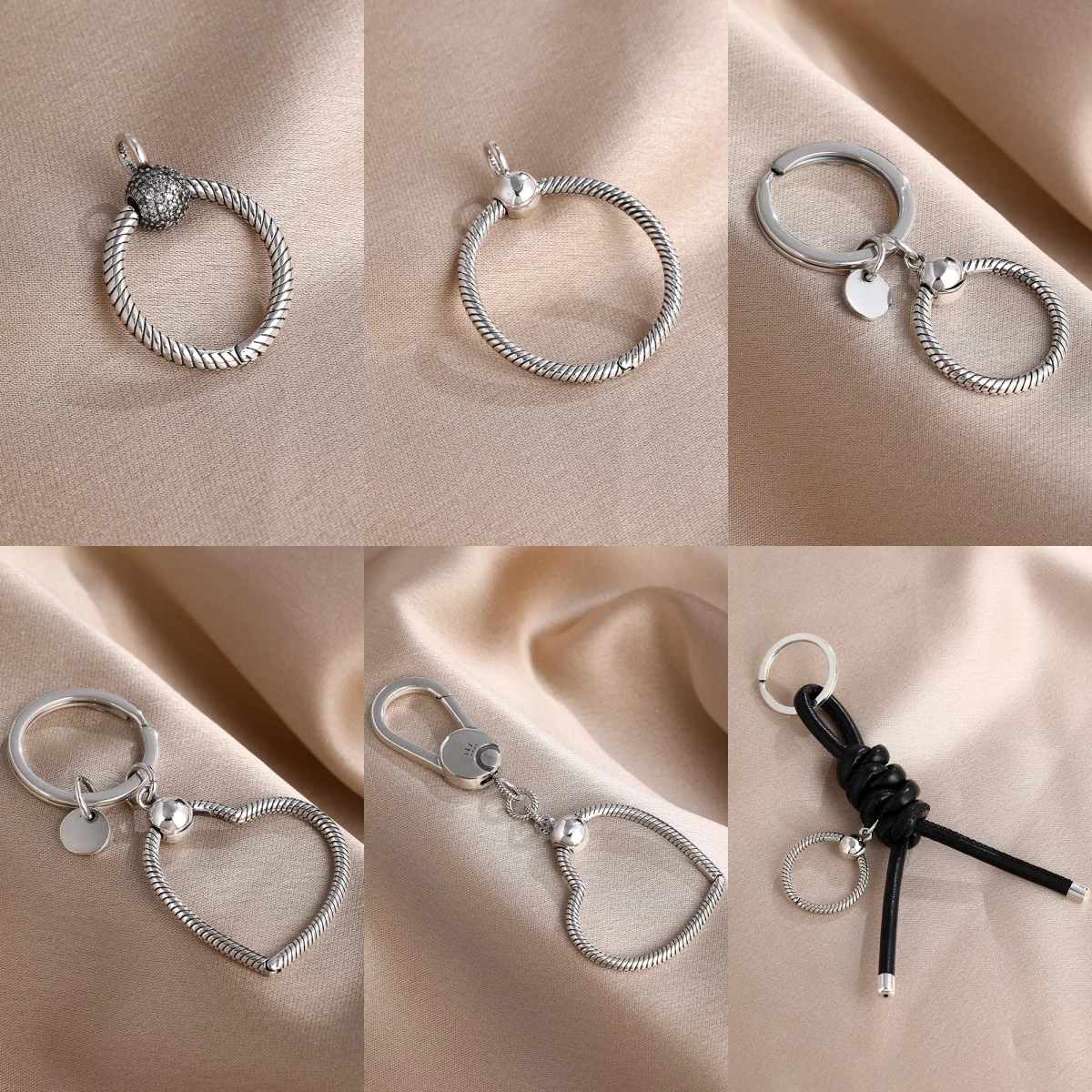 New 925 Silver Fashionable Leather Woven Keychain Fit For Original Jewelry/Pendant USB Flash Drive DIY Women's Jewelry Gifts