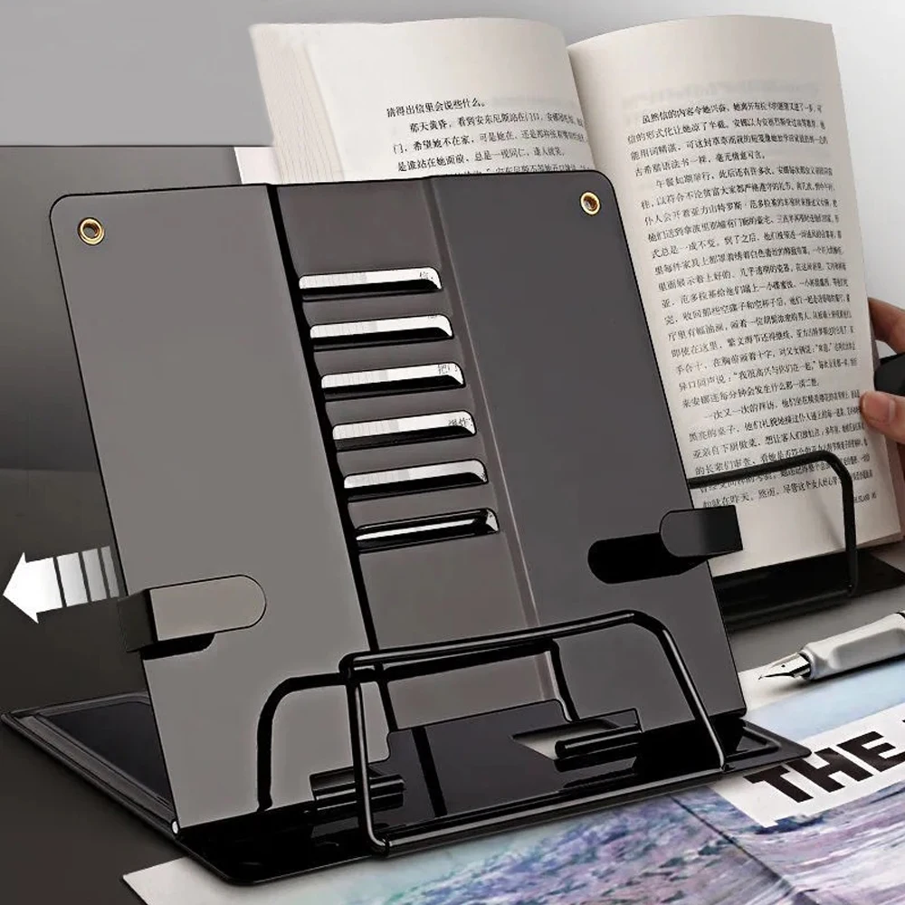 Dobrável Desk Book Stand, Metal Reading Rest, Cookbook ajustável, Titular de documentos, Bookstands portáteis para livros