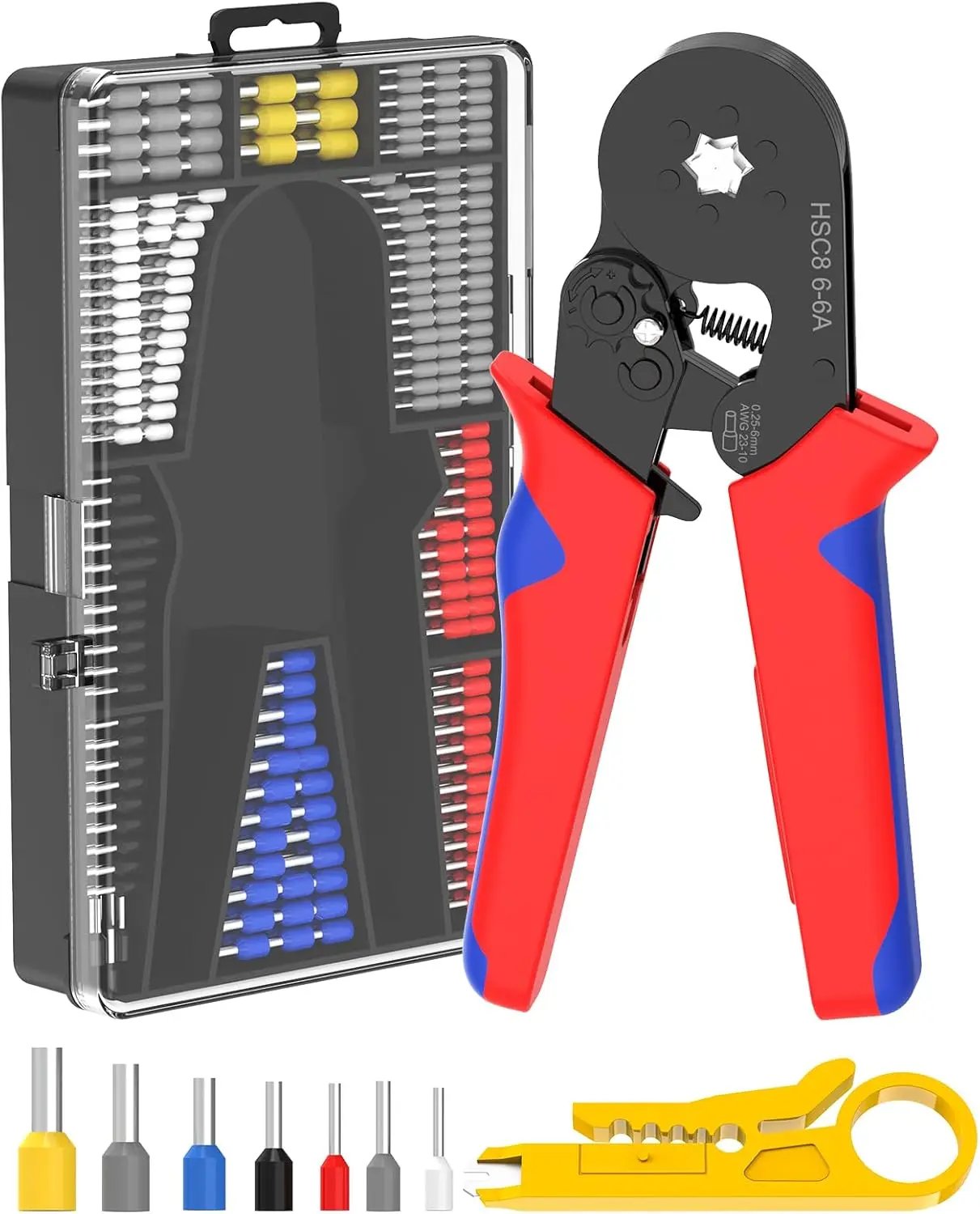 

Профессиональный набор для обжима клемм с 1700 медными наконечниками, инструмент шестигранный для электропроводки автомобилей, AWG 23-10