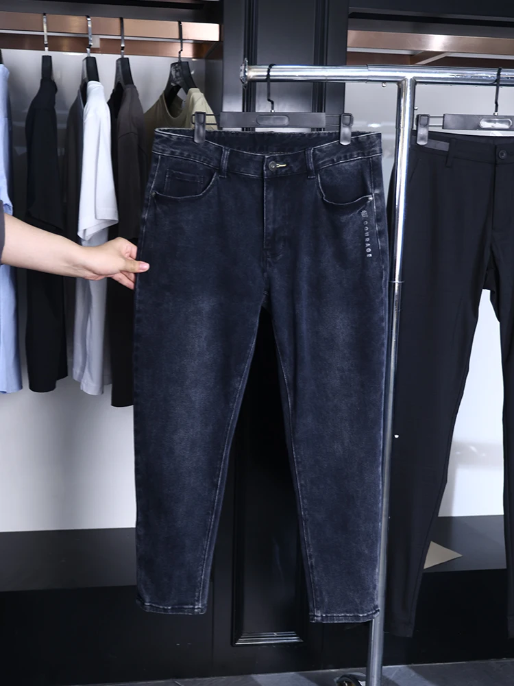 

Модные джинсы H-Home Slim Fit с широкими штанинами, эластичные, удобные, со средней посадкой, повседневные длинные брюки для молодых мужчин, лето 2024