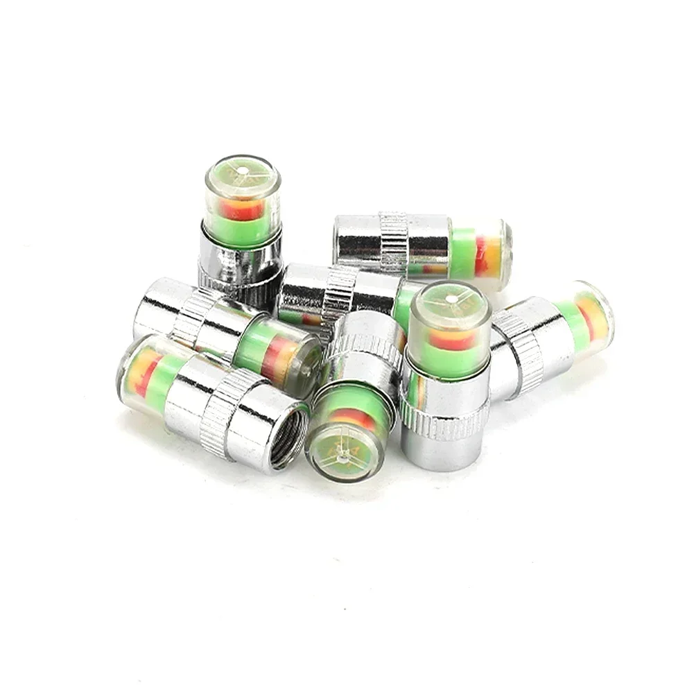 8Pc New Car Tire Pressure Monitor Valve Cap W/Sensor Indicator 3 Color Eye Air -Alert Cap Valve Stem -Caps Sensor Indicator