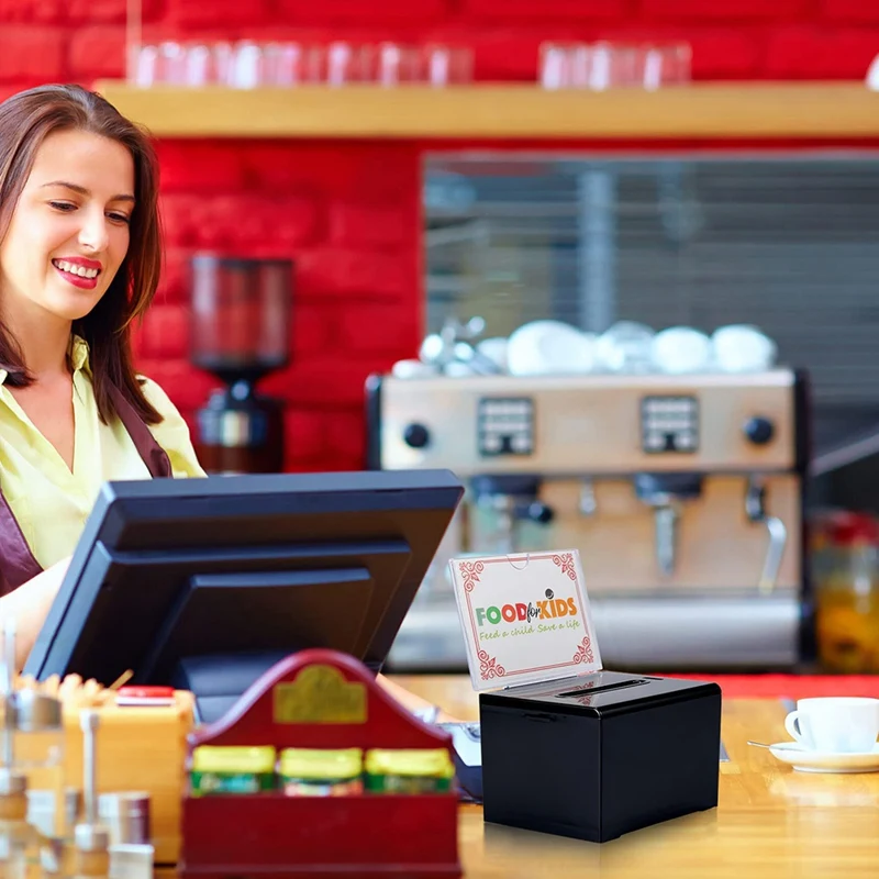 Urna de Donaciones con Cerradura - Urna de Sugestiones Acrílica con Ranura, Urna de Votación con Soporte para Letreros para Sorteos y Votaciones