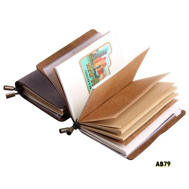 2X 手作りトラベラーズノート、レザートラベルジャーナルノートブック、男性&女性用、5.2 X 4インチ - レッドワイン