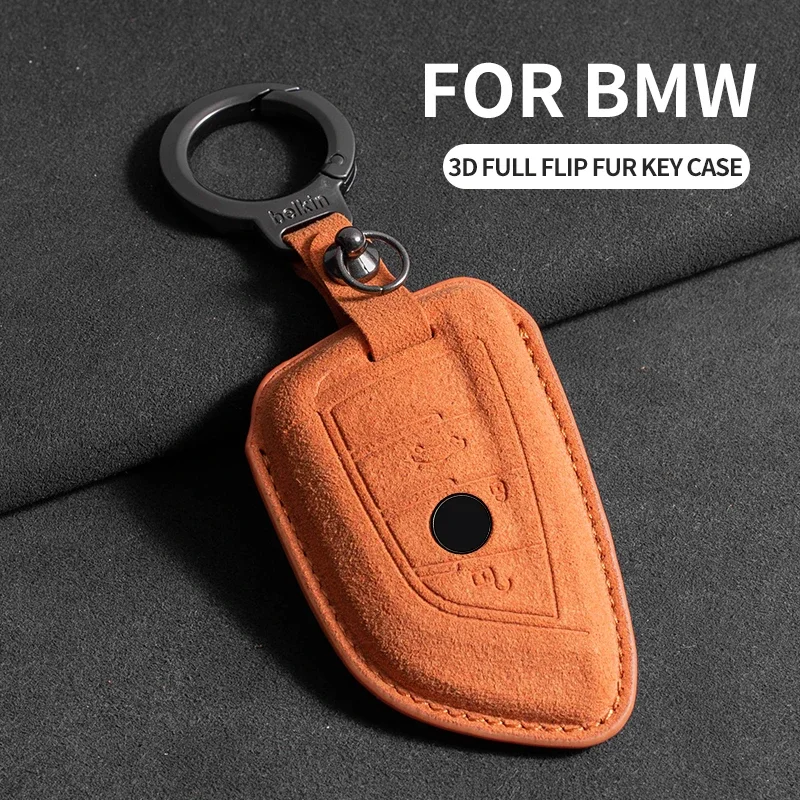 

Leather Car Key Case for BMW X1 X3 X5 X6 X7 F20 F15 F16 F48 G20 G30 G01 G02 G05 G11 G32 1 3 7 Series Keychain Suede Accessories