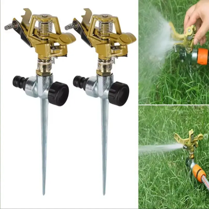 360Degree Rotation Garden Rocker Sprinkler Adjustable Impact Sprinkler Lawn Garden Park Orchard Field Irrigation Watering Nozzle