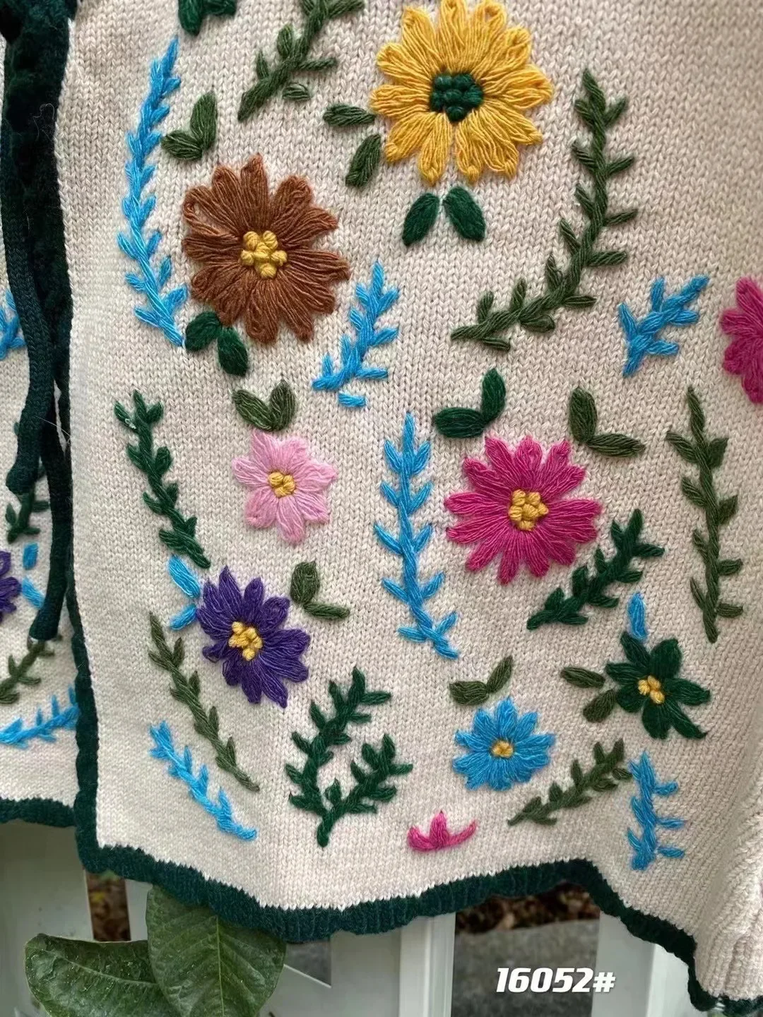 Vintage Crochet Floral Embroidery Loose Tunic Vest Fall Retro Chic Mori Girl Knitted Cottagecore Hippie Gypsy Tribal Boho Tops