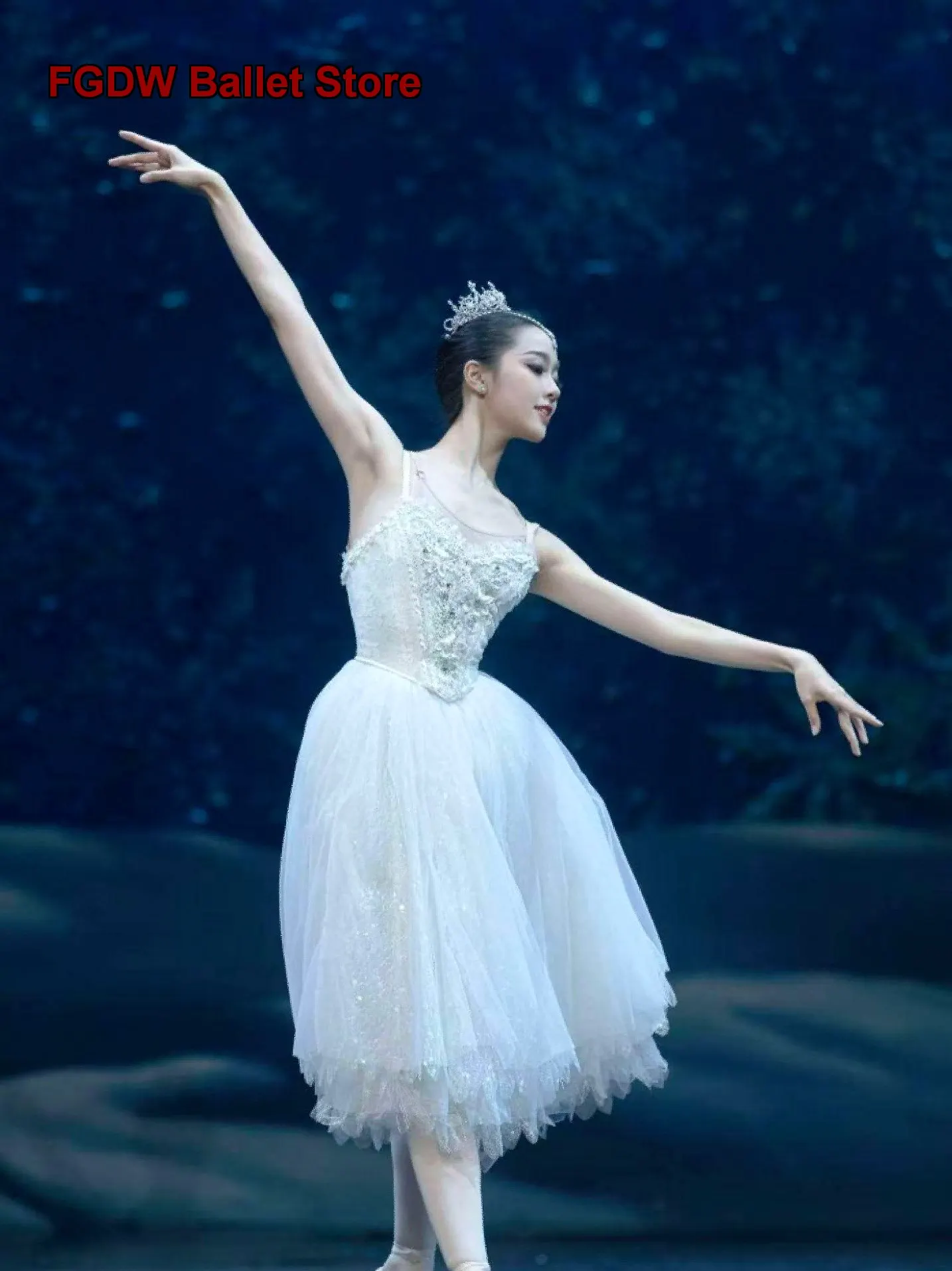 Nutcracker Long Dress Ice Queen Performance Costume Adult Dance Competition Dress Elegant Tutu