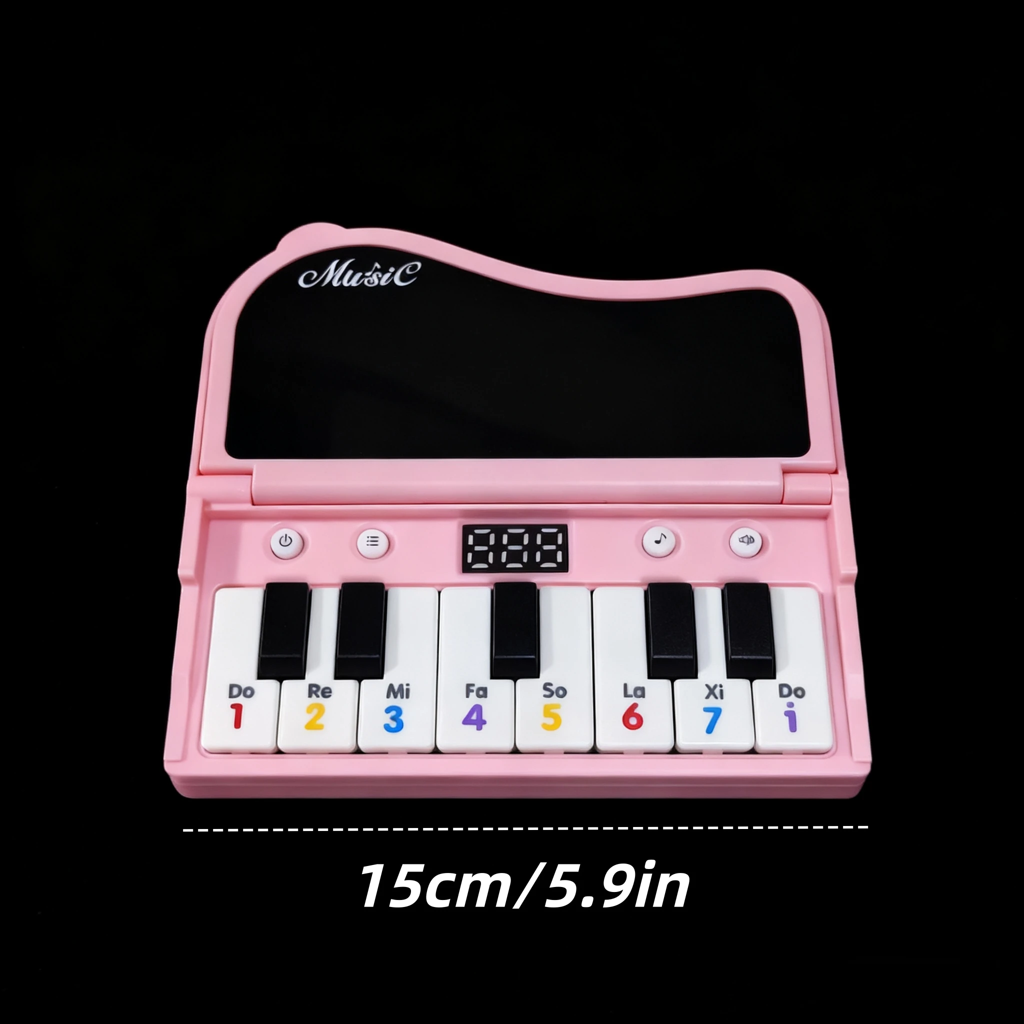 بيانو محمول بحجم راحة اليد، خياران من الألوان، سبعة أوضاع، حجم قابل للتعديل، تأثيرات الصوت والضوء هدية مناسبة
