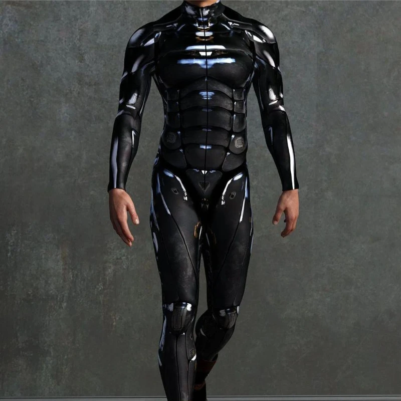 

2026 New Tights 3D Digital Printing Adult Cosplay Costume Onesie Bodysuits Jumpsuit Halloween Outfits for Men Future Warrior