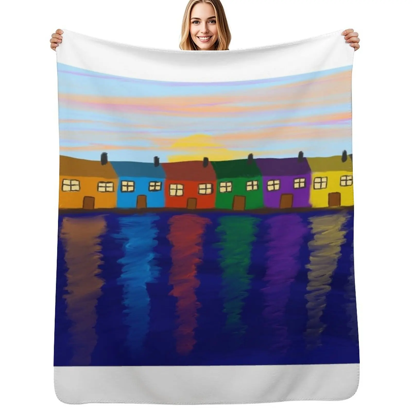 

Happy houses Throw Blanket Soft Blankets Sofas Of Decoration Sleeping Bag Nap Blankets