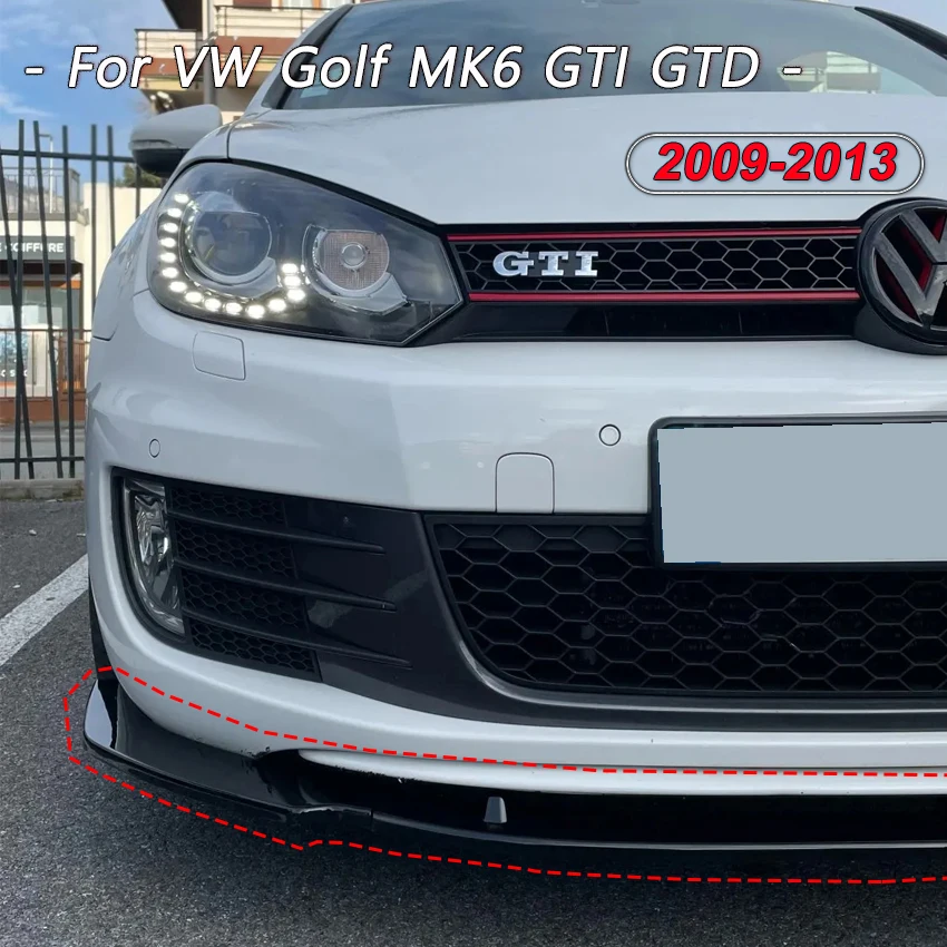 3pcs For Volkswagen Golf 6 MK6 GTI GTD 2009-2013 Car Front Bumper Lip Spoiler Splitter Diffuser Cover Deflector Body Kit Tuning
