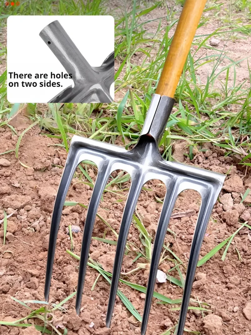 Agricultural Loose Soil Fork Fourtooth Manganese steel farming tools loosening and clearing Manual Garden Soil Turning Artifact