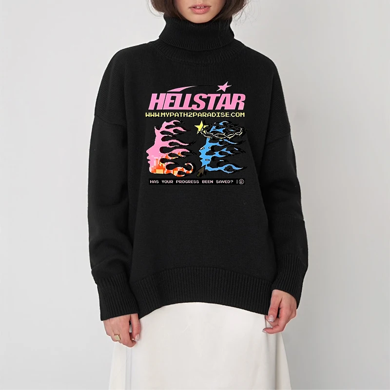 Autumn Winter Harajuku Vintage Knit Women Creative Comic Pattern Printing Sweater Aesthetics Y2K Gothic Punk Streetweat Pullover