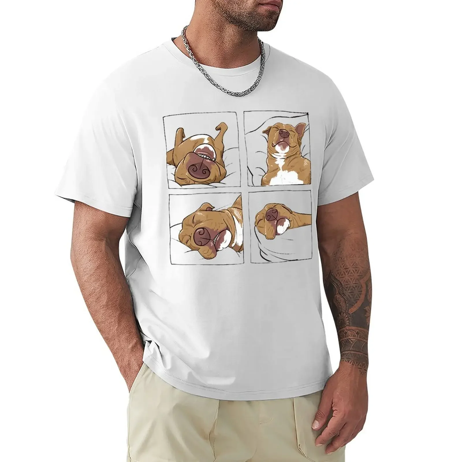 Funny Pitbull Lazy Gift For Dog Love Unisex T Shirts Graphic Cotton Streetwear Short Sleeve Birthday Gifts Vintage Style T-shirt