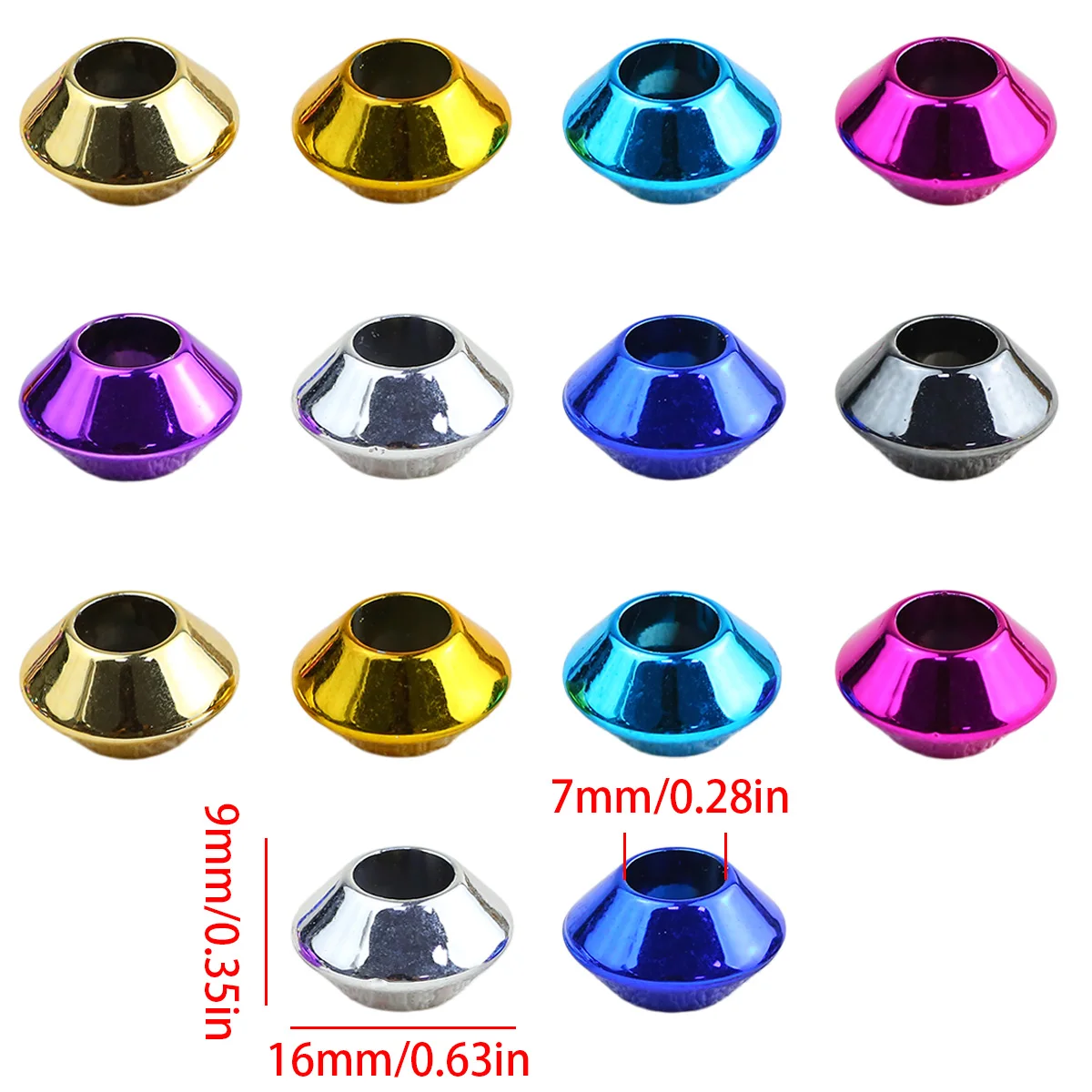 16mm Acrylic Color-Coated Flying Saucer-Shaped Large-Hole Mixed-Color Handmade DIY Jewelry Bead Loose Beads Accessories