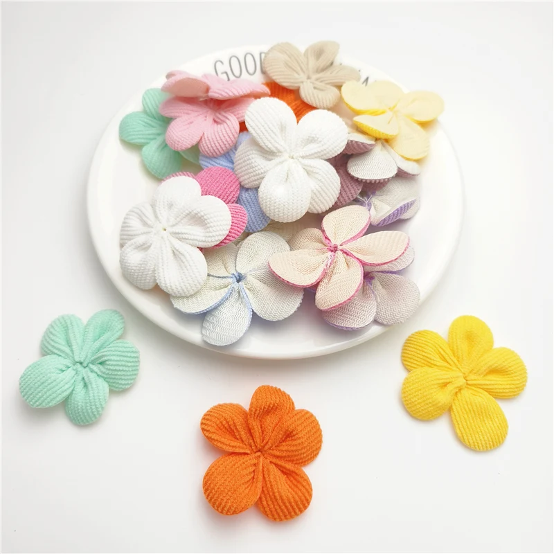 20Pcs 5CM Fabric Flower Applique For DIY Handmade Hair Clip Hat Crafts Patches Decor Ornament Clothing Accessories