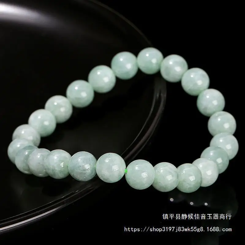 Natural a Cargo Retro Burma Jade round Beads Bracelet Men and Women