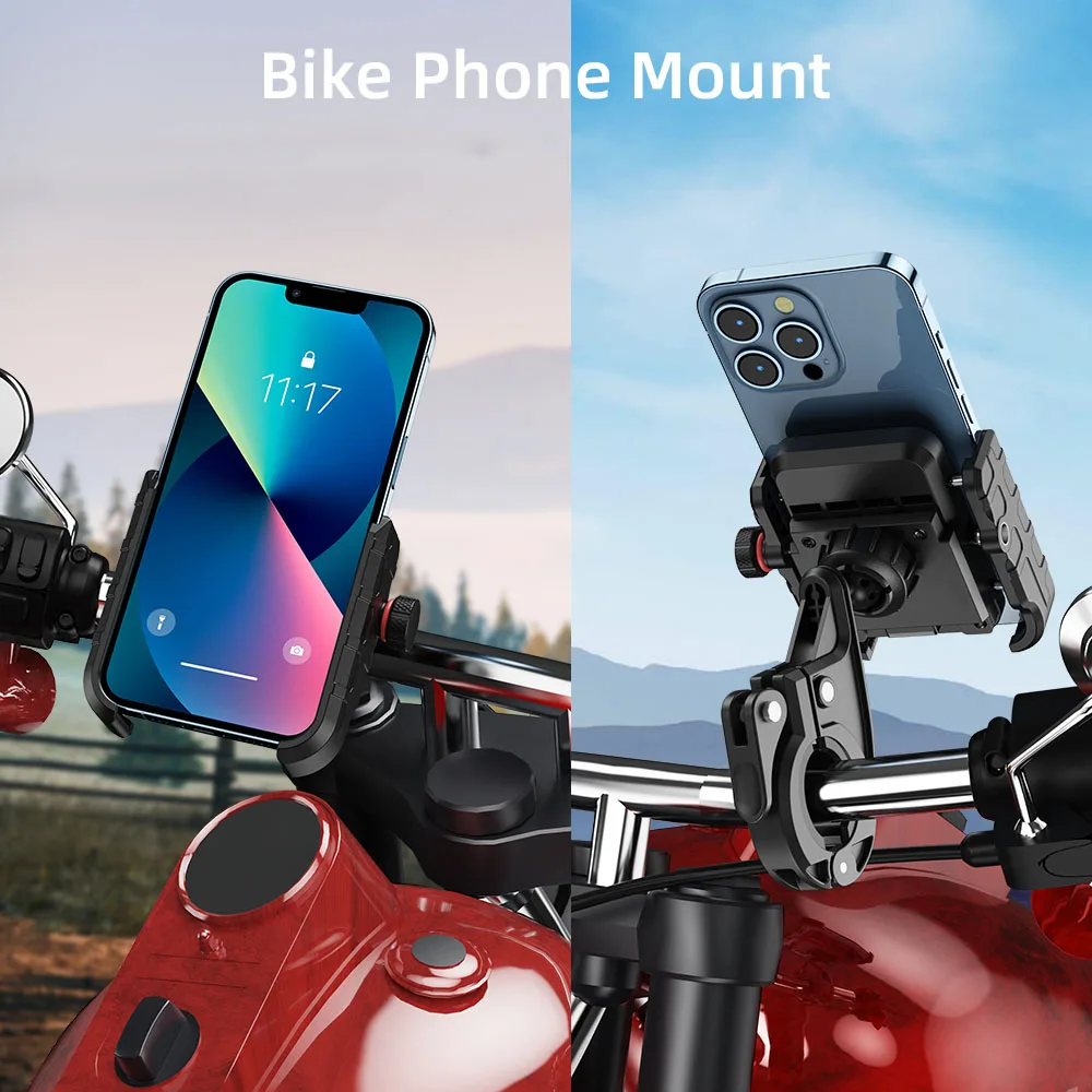 2024 Motorcycle Phone Holder Mount Moto Bicycle Handlebar Bracket 360 Rotating Cell Phone Stand for Motorcycle Bike Scooter