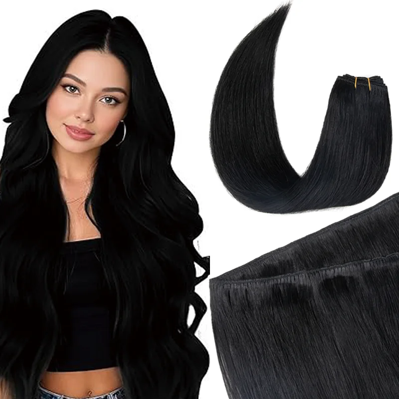 

Натуральные прямые волосы Реми для женщин, машинная вязка, мягкие, для ежедневного использования, набор для наращивания волос.