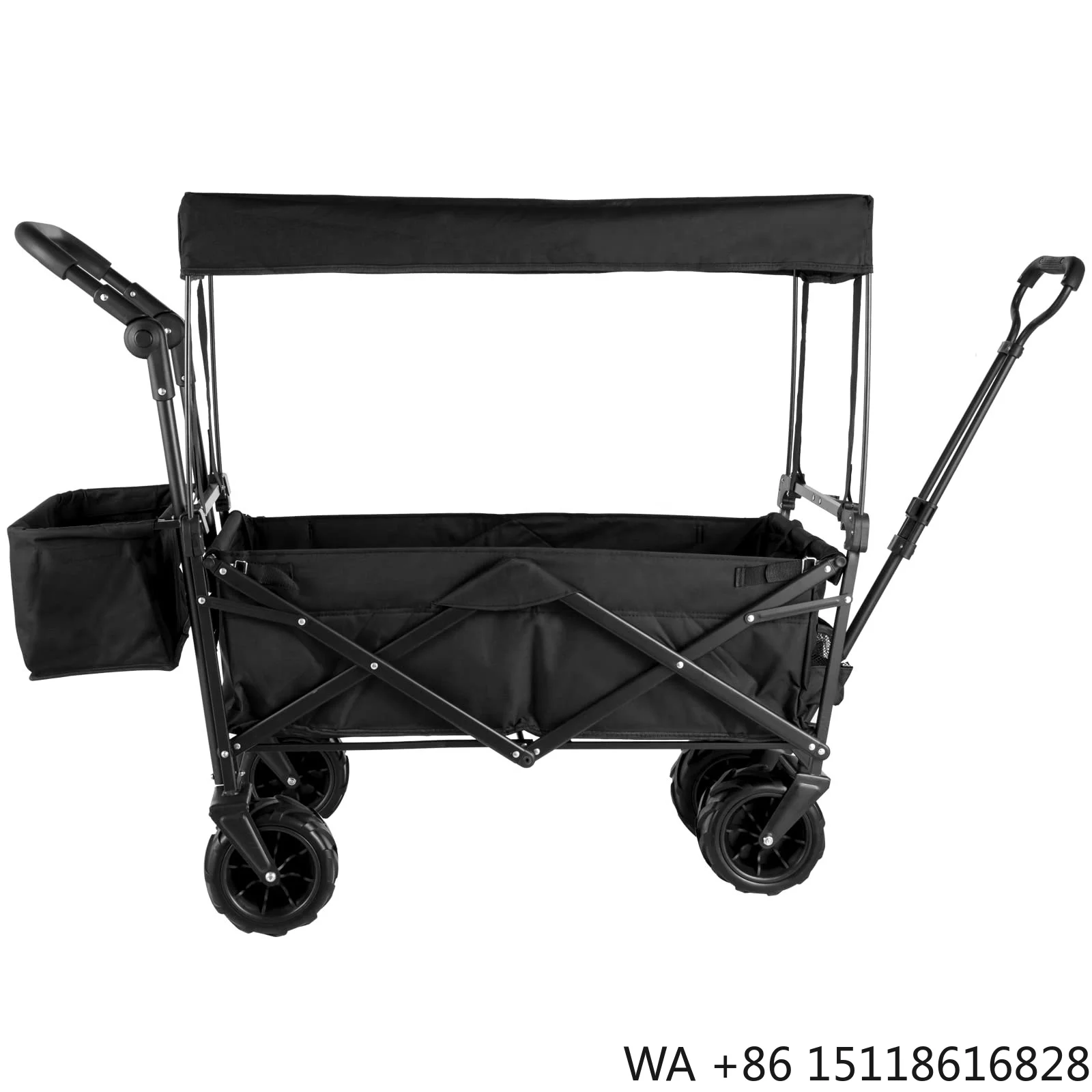 Outdoor Camping Folding Utility Fold Wagon Camping Cart Foldable Collapsible Cart Trolley With Canopy and Cup Holder