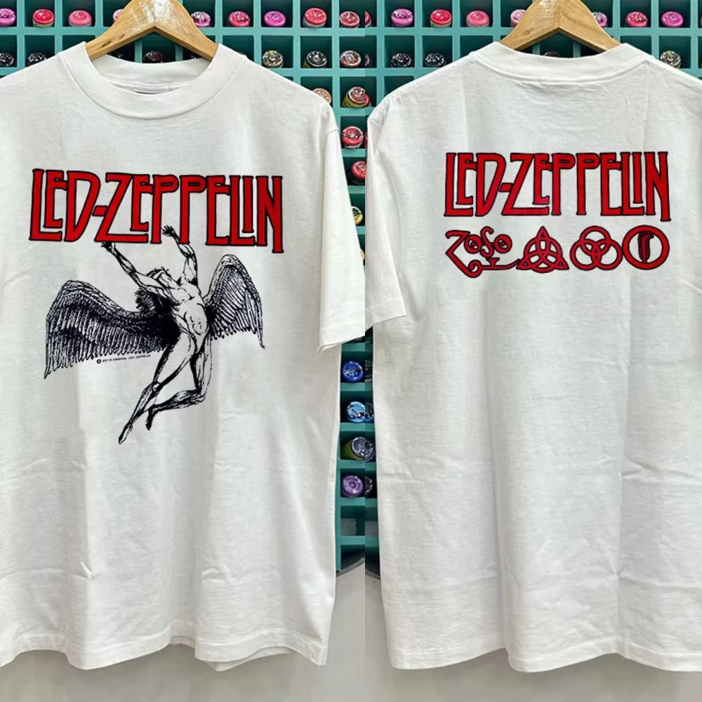Led Zeppelin T Shirt Men Women Cotton Graphic Printed Short Sleeve Round Neck Oversized Grunge Streetwear Tee 2026 Hot Sale