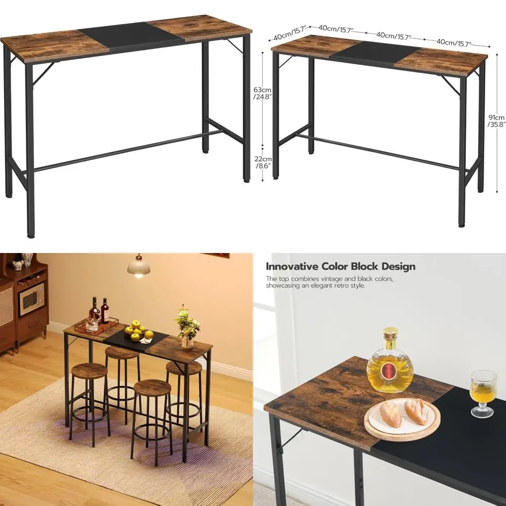 

HOOBRO Bar Table, 47.1 Rectangular Pub Table, Tall Counter Height Pub Table, Long Bar Height Table for Small Space, Narrow High