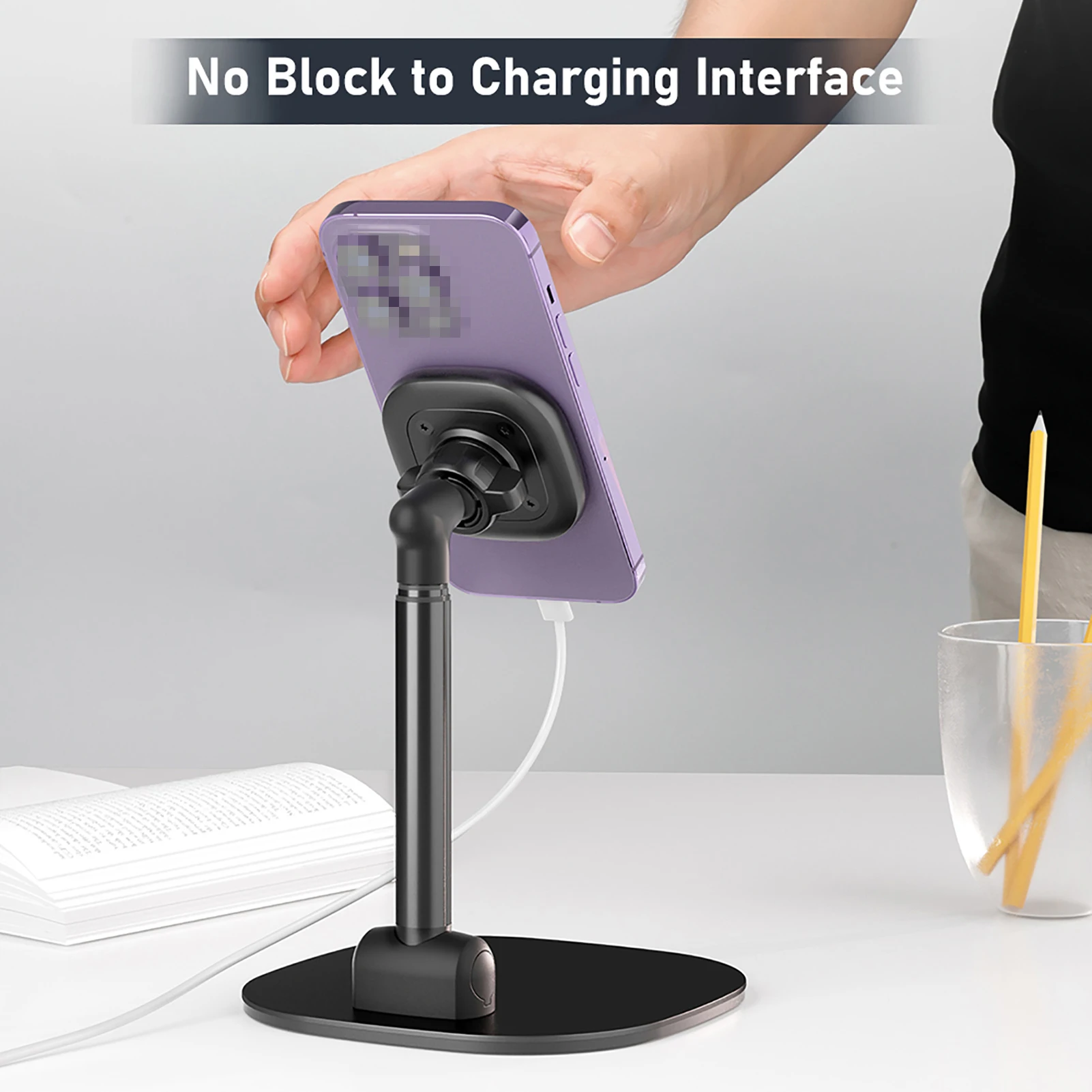 VRIG MG-04 Foldable Desktop Phone Stand with 360° Rotatable Magnetic Phone Mount Phone Holder Adjustable Height Replacement