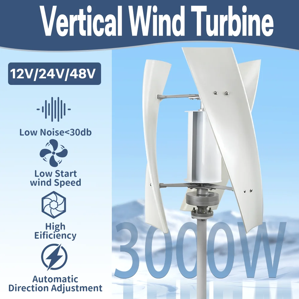 Kit motore ad asse verticale generatore di turbina eolica 3000W 12V 24V 48V con sistema domestico per la generazione di energia fuori rete