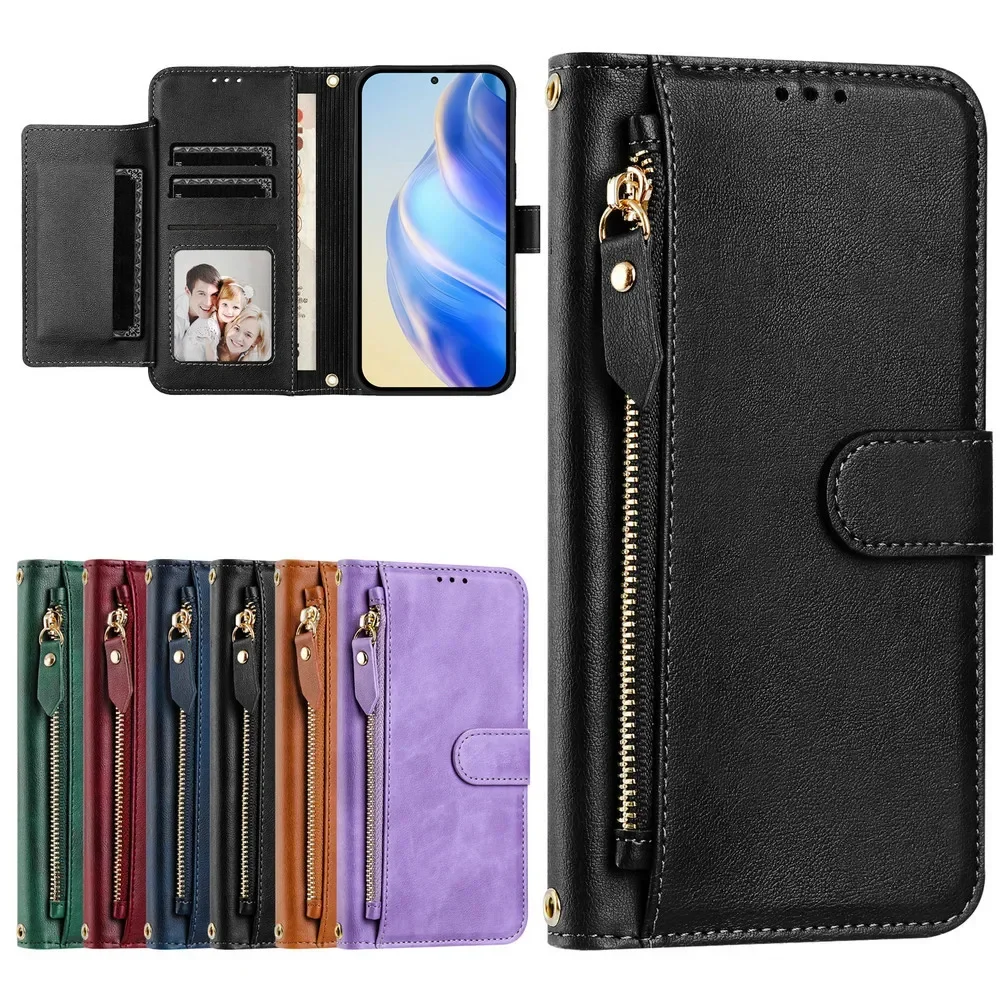 

X200 X100 5G Flip Cover для Vivo X200 Pro Mini Zipper Wallet Кожаный чехол через плечо для Vivo X200 Ultra X200S X100 Pro Чехол