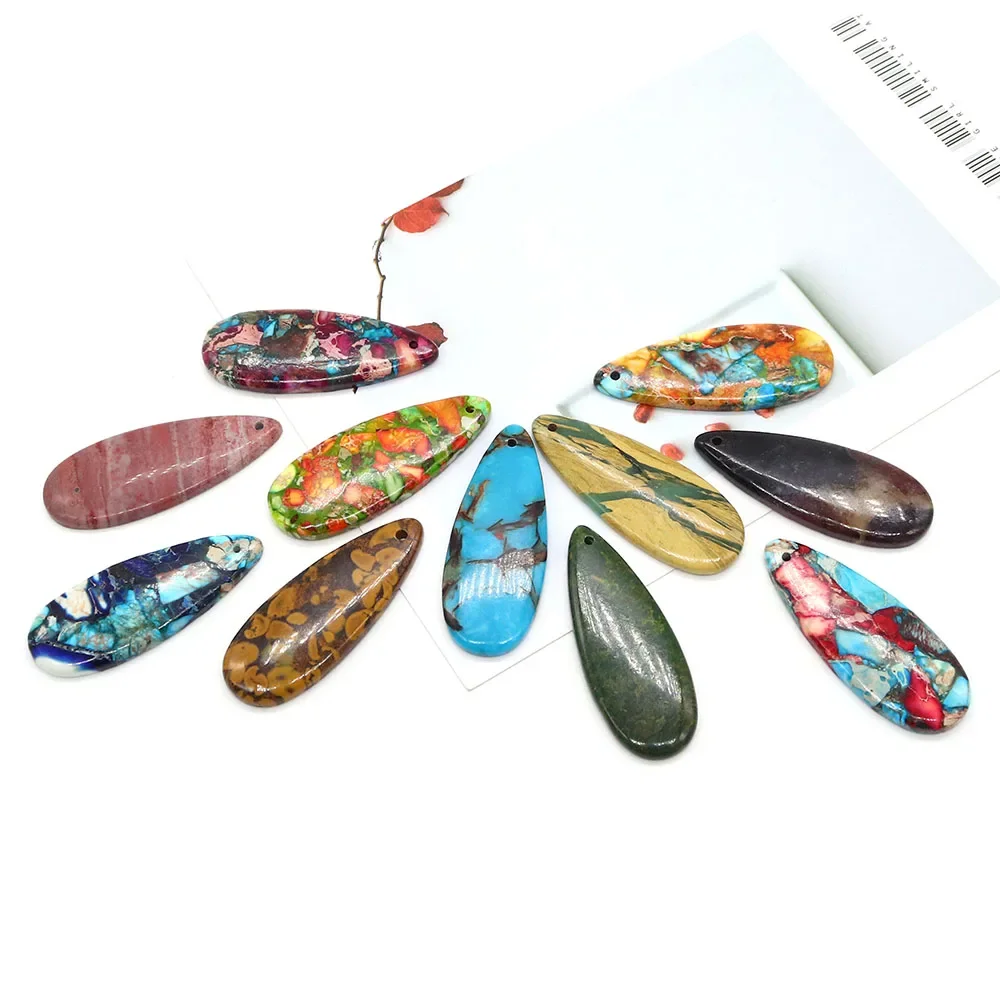 

Teardrop-Shaped Natural Colorful Imperial Stone Polished Single-Hole Loose Synthetic Turquoise Pendants DIY Accessories Necklace