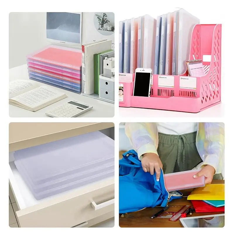 B84B 12 Pack Photo Storage Box, Fits 8x10 Inch Photos, Scrapbook Paper Storage with Snap-Tight for Latch, Clear Plastic
