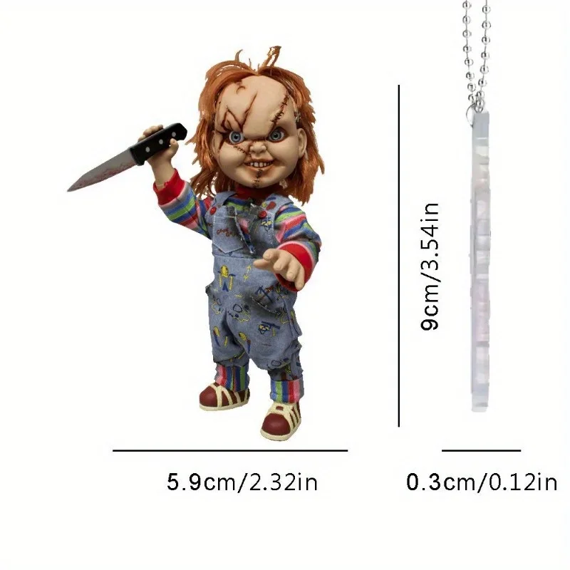 5Pcs Horror Theme 2D Car Hanging Pendant For Rearview Mirror Decoration, Suitable For Car Interior Halloween Decorations
