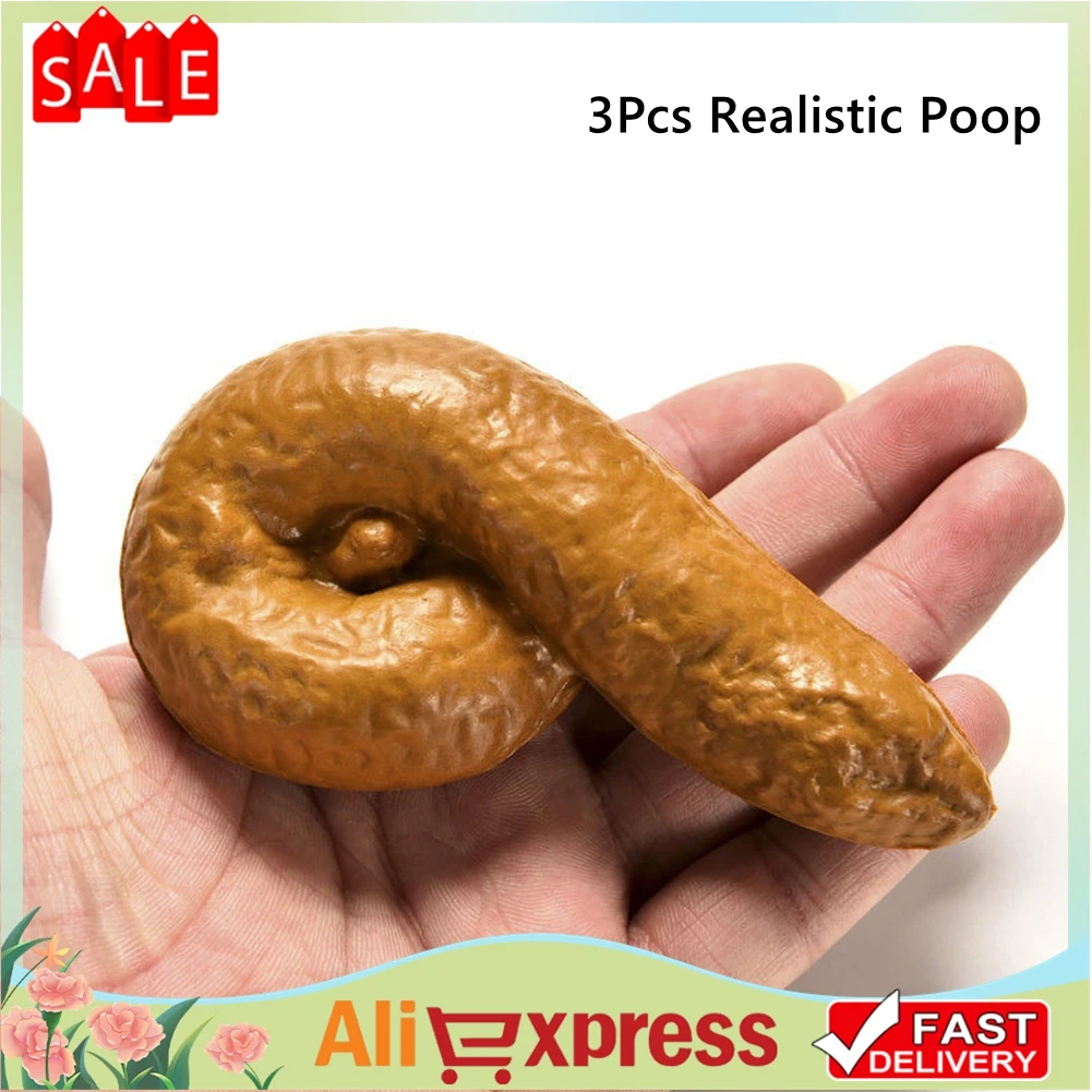 3Pcs Practical Gag-Funny Joke Tricky Toys Mischief Turd Gag Gifts Realistic Shits Poop Fake Turd Classic Shit Funny Toys