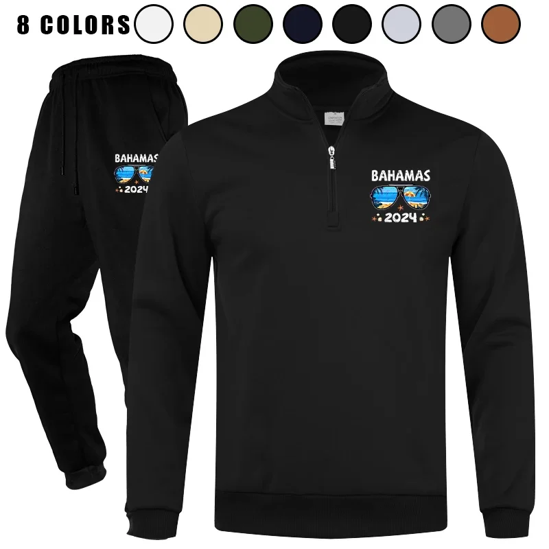 

Men's 2 Piece Polo Quarter Zip Casual Athletic Tracksuit Jogging Running Sport Sweatsuit Sets
