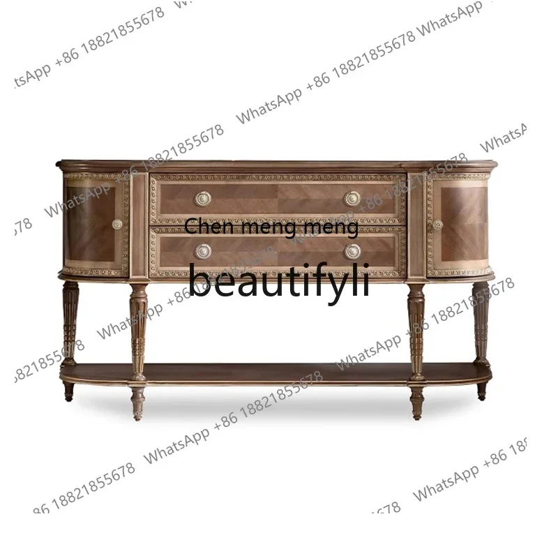 

N178 G French side cabinet decoration solid wood side table American veneer parquet porch side cabinet table