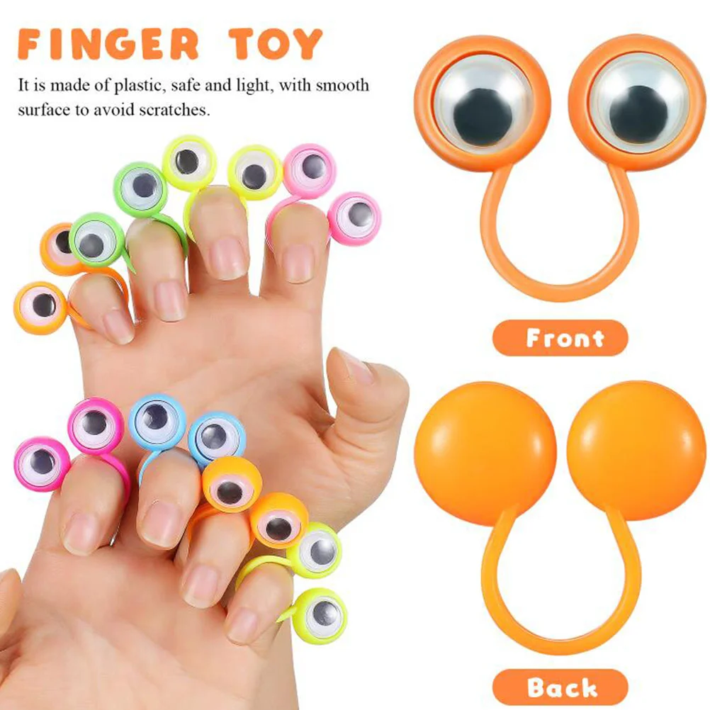 24 Pcs Double Big Eyes Ring Child Kids Gifts Fidget Toys Plastic Eyeball Finger Puppet