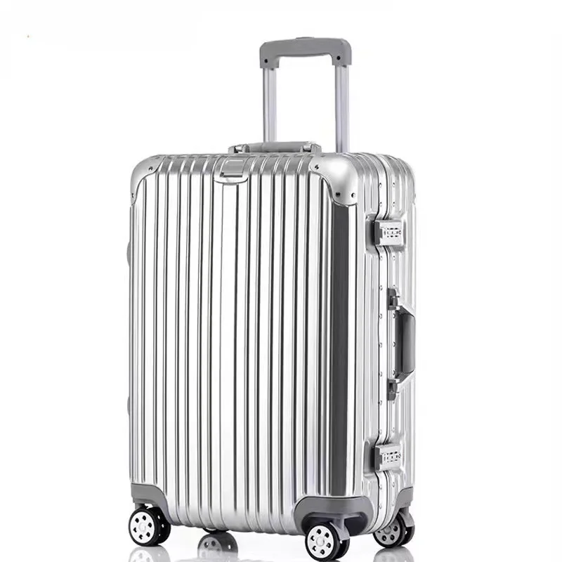 Valise à Roulettes en Alliage d'Aluminium et de Magnésium, Valise de Voyage avec Mot de Passe en Métal, Boîtier d'Embarquement Universel