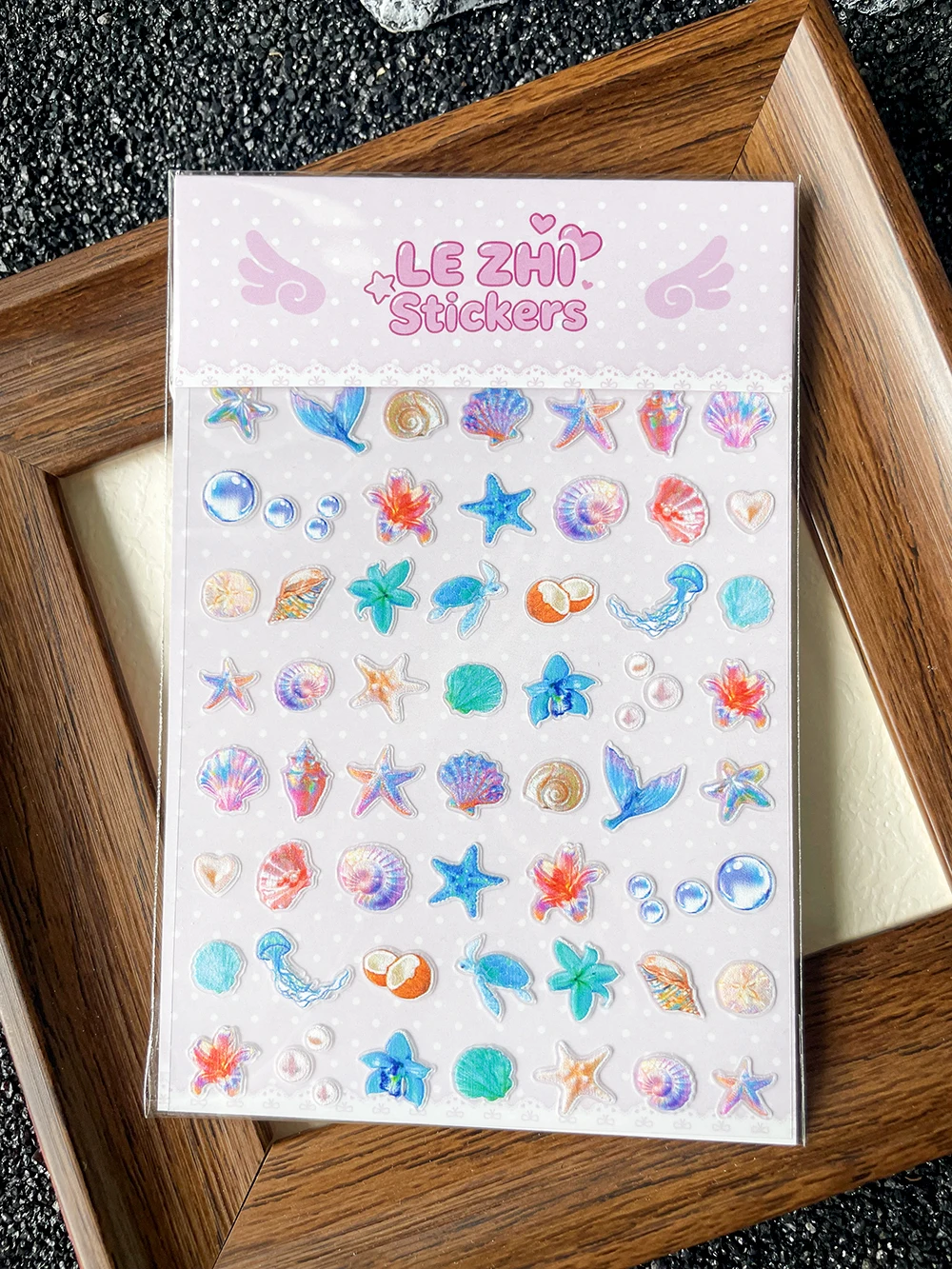 Hand-Drawn Ocean Shell Stationery Nail Sticker Summer Vacation Shellfish Starfish Flower Pearl Marine Animal Elements Stickers