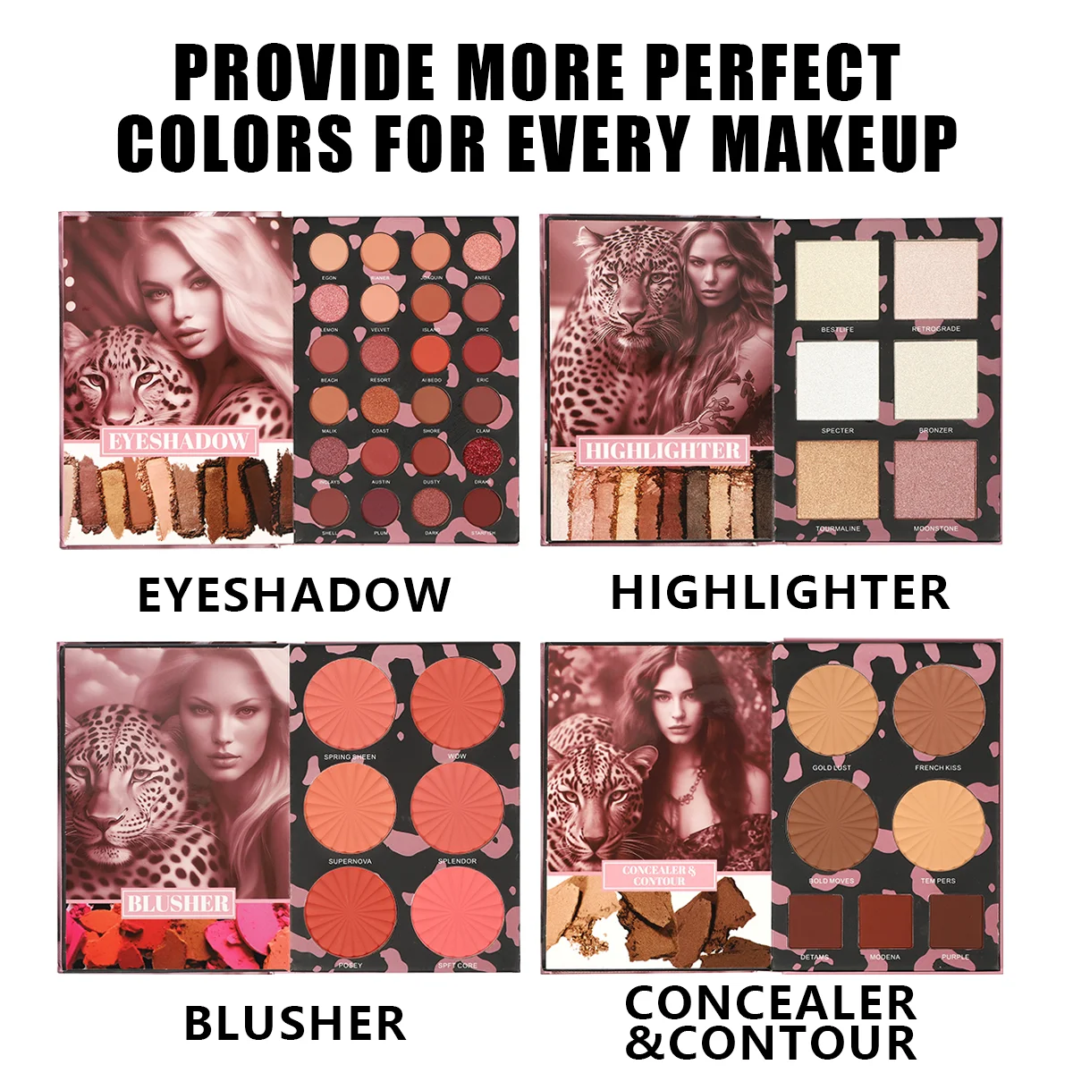 43 Color Leopard Eye Shadow Powder Blusher Highlight Color Makeup Plate Integrates Eye Shadow Highlight Powder Blusher Dressing