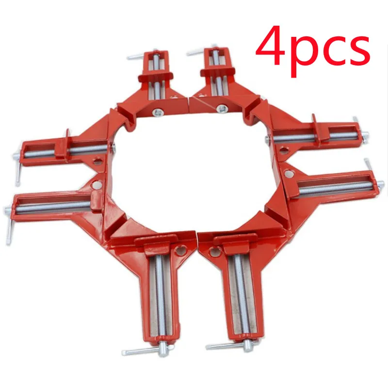 4-Pack 90° Right Angle Clamps – Aluminum Alloy Woodworking Corner Clamps With Steel Vise Screws For Frames, Glass, And DIY Projects