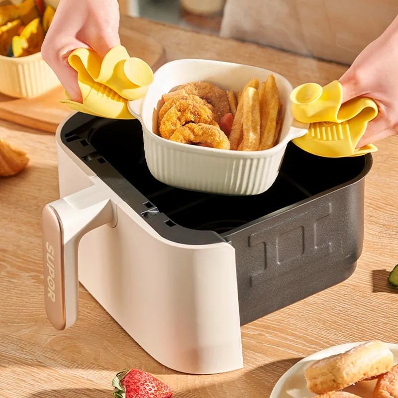 شكل قلب سيليكون قفازات عازلة للحرارة مقاومة للحرارة سميكة يغطي اليد مقاومة درجات الحرارة العالية المضادة للانزلاق مقاطع اليد