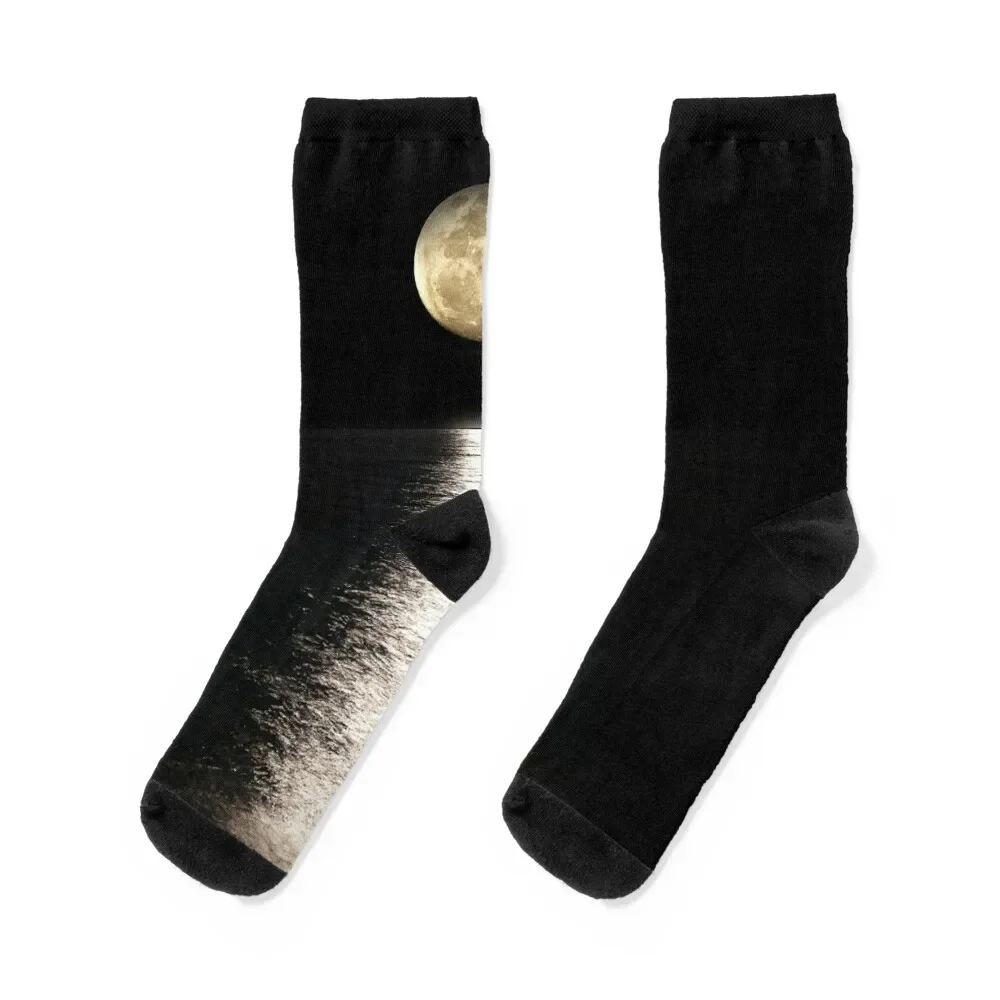 

Beautiful Full moon lake reflection - bestseller Socks designer brand retro Men's Socks Luxury Women's
