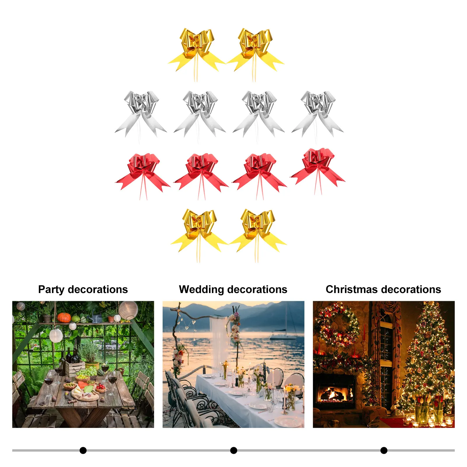 

30pcs Wedding Party Bows Delicate Wrapping Pull Bow Flower Packaging Decorations Gift Box Ornaments Present Wrap Pull Ribbon