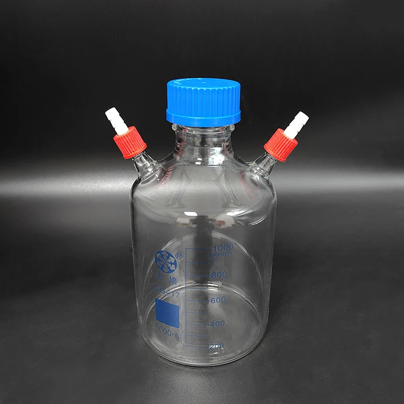 

FAPE Reagent bottle,With blue screw cover,Double upper detachable small nozzle GL14mm,Borosilicate glass 1000mL,Plastic Lid