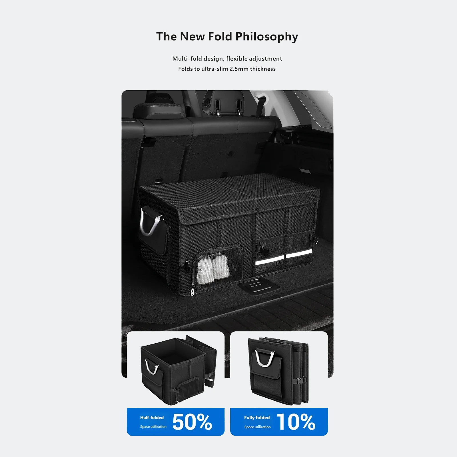 36L 72L 110L Auto-Kofferraum-Organizer Zusammenklappbare Auto-Aufbewahrungsbox Wasserdichter Kofferraum-Organizer mit Deckel & Griff Oxford Cargo Lebensmittel-Transportbox – Detail 4