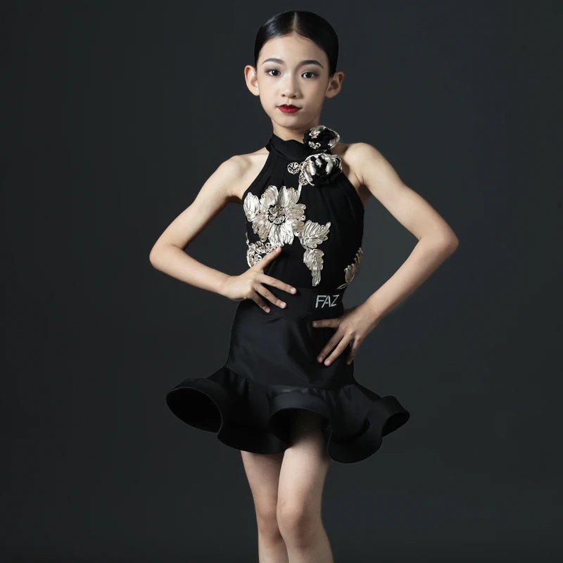 

Одежда для танцев, платье для девочек, детские костюмы для латиноамериканских танцев, одежда для самбы, танцевальная юбка для бальных танцев чача, одежда для соревнований