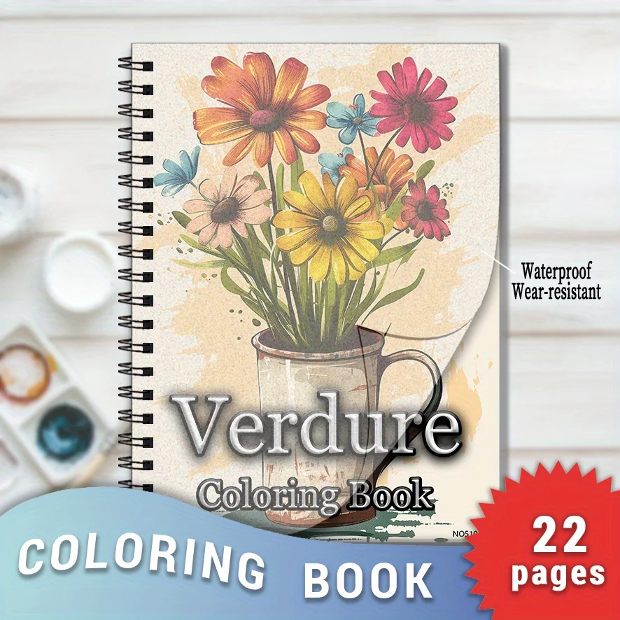 

Verdure Coloring Book - 22 Pages 8.3 X 11.2 Inches Stress Relief & Positive Thinking Emotions Design for All Ages