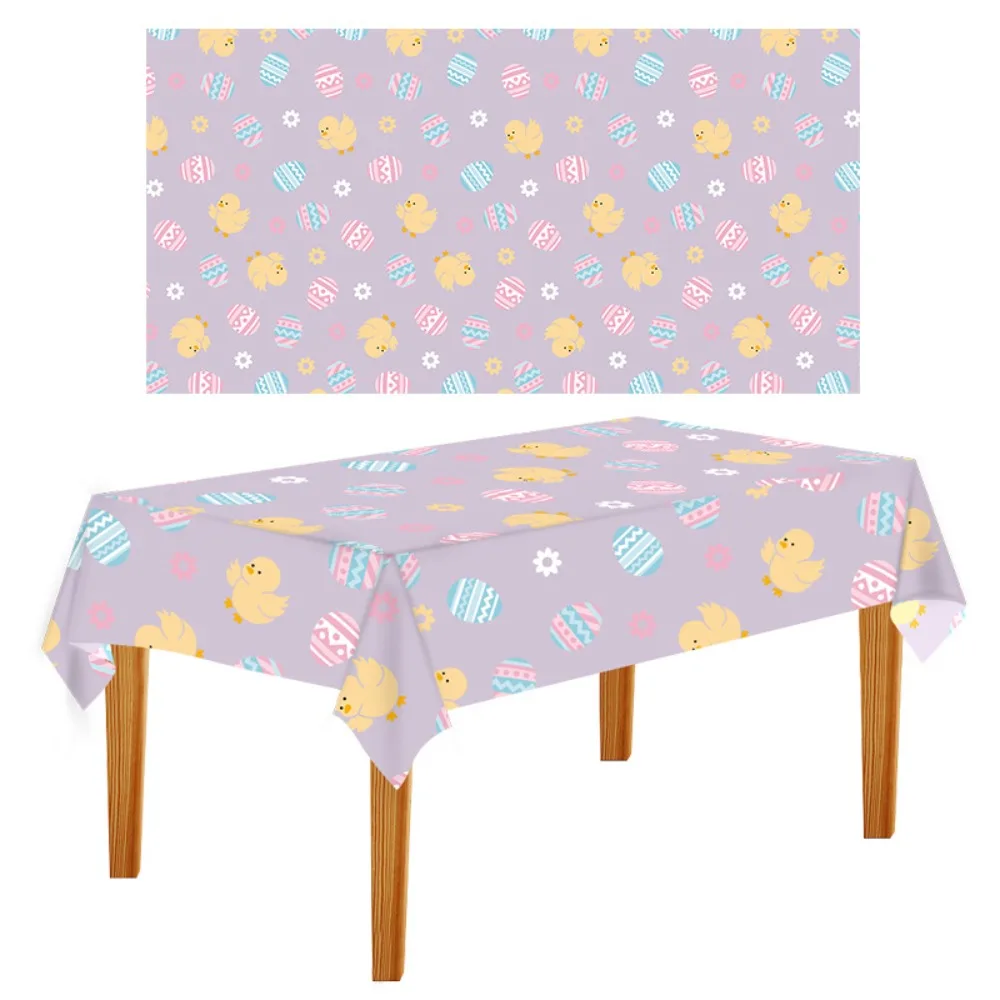 New Plastic Easter Tablecloth 137*274cm Bronzing Table Cover Rabbit Bunny Table Runner Birthday