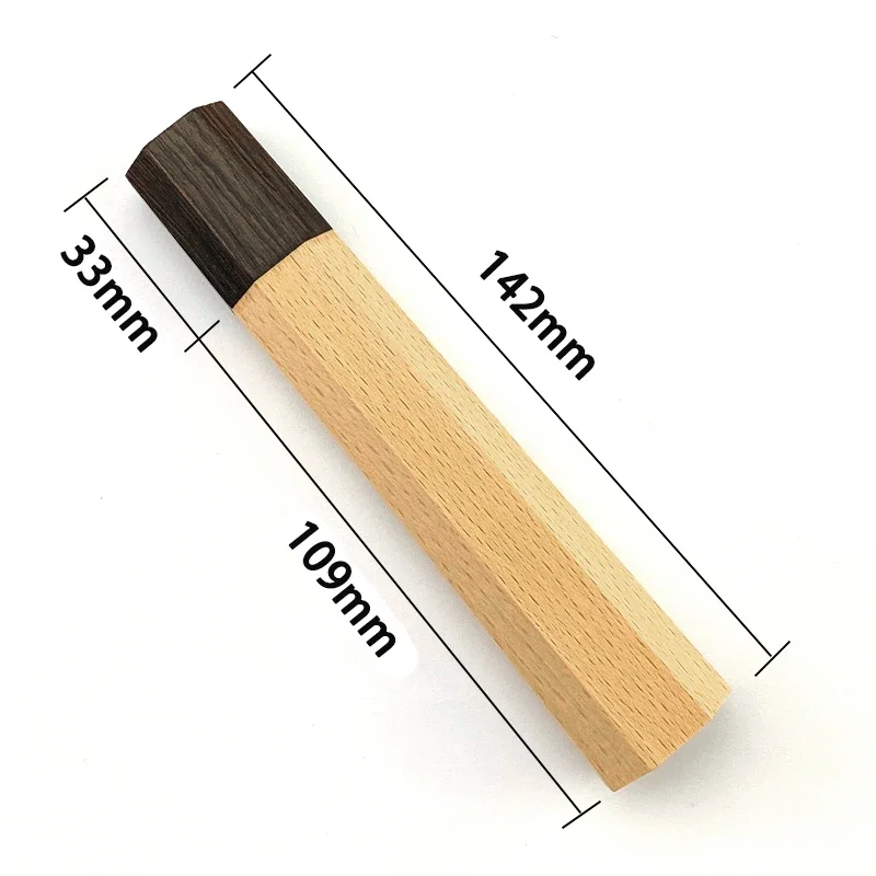 1piece Japanese Style Octagonal Handle for Kitchen Knife Handle,Beech Wood + Ebony Wood Knife Handle, Fish Raw Knife Handle